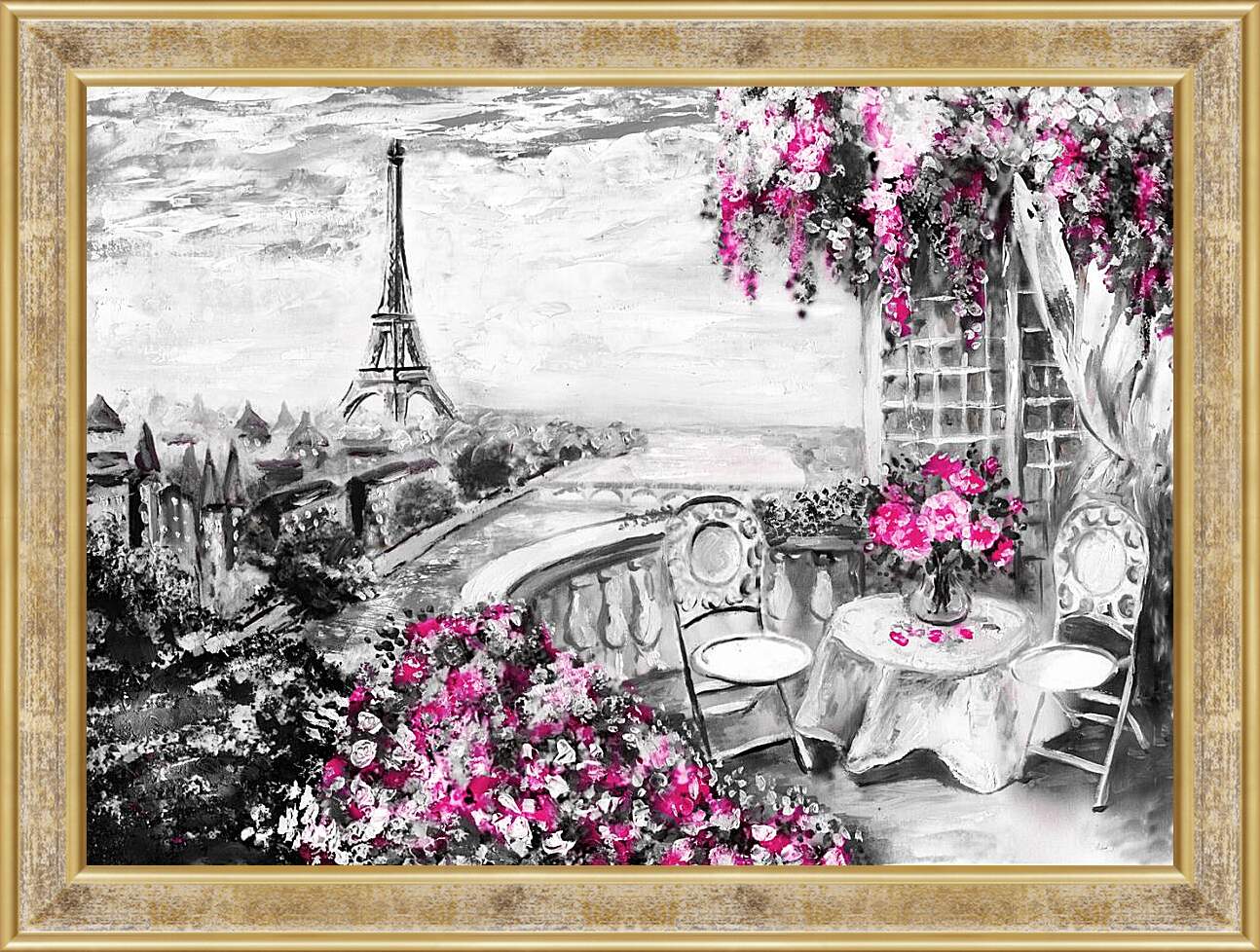 Картина в раме - Пейзаж Парижа