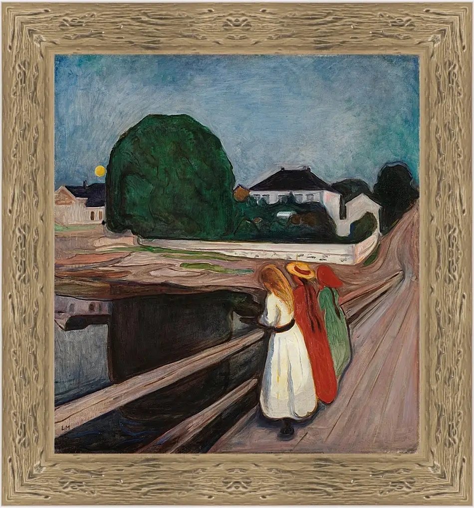 Картина в раме - Girls on the Bridge. Девушки на мосту. Эдвард Мунк