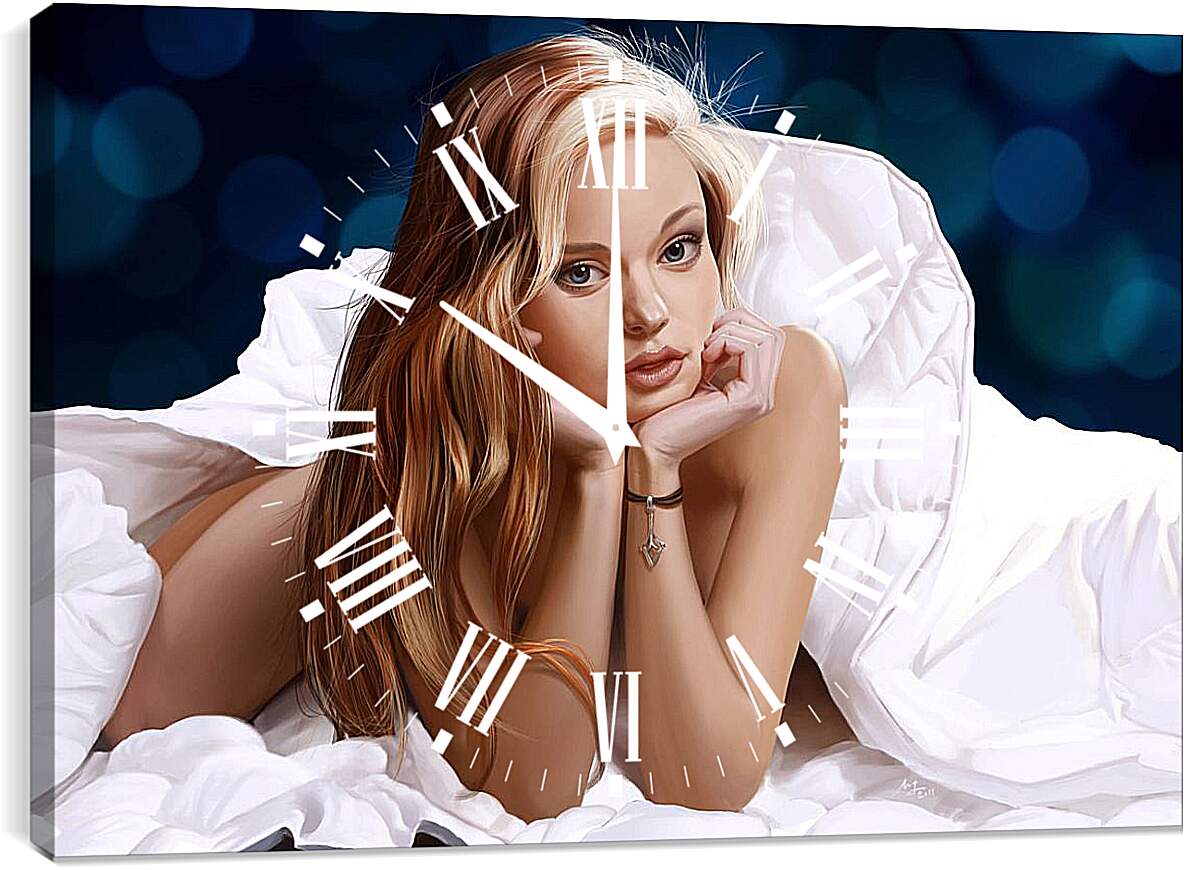 Часы картина - Девушка под одеялом