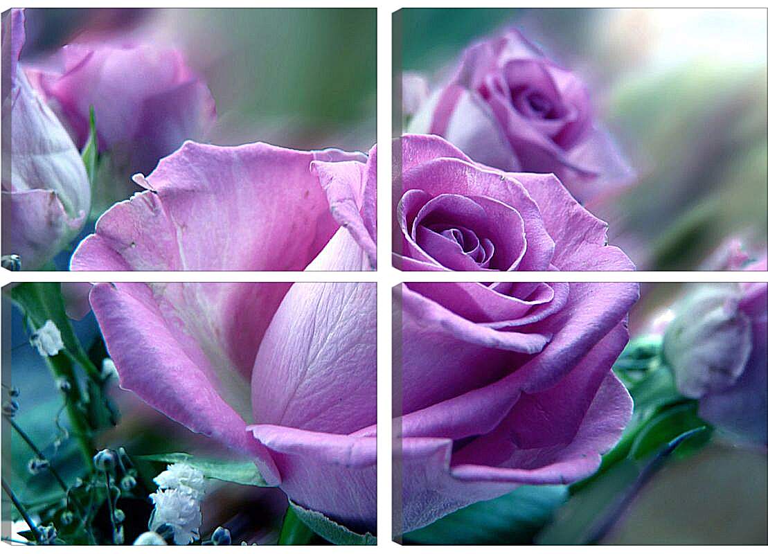 Модульная картина - Сиреневая роза