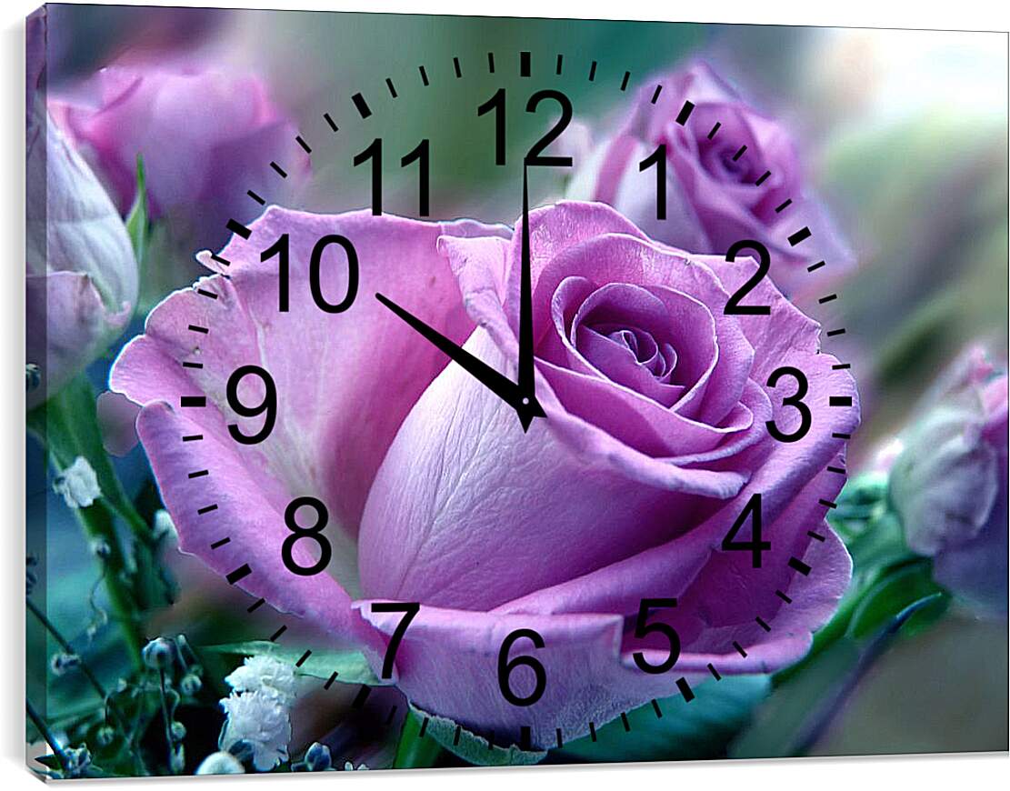 Часы картина - Сиреневая роза