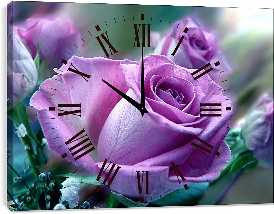 Часы картина - Сиреневая роза