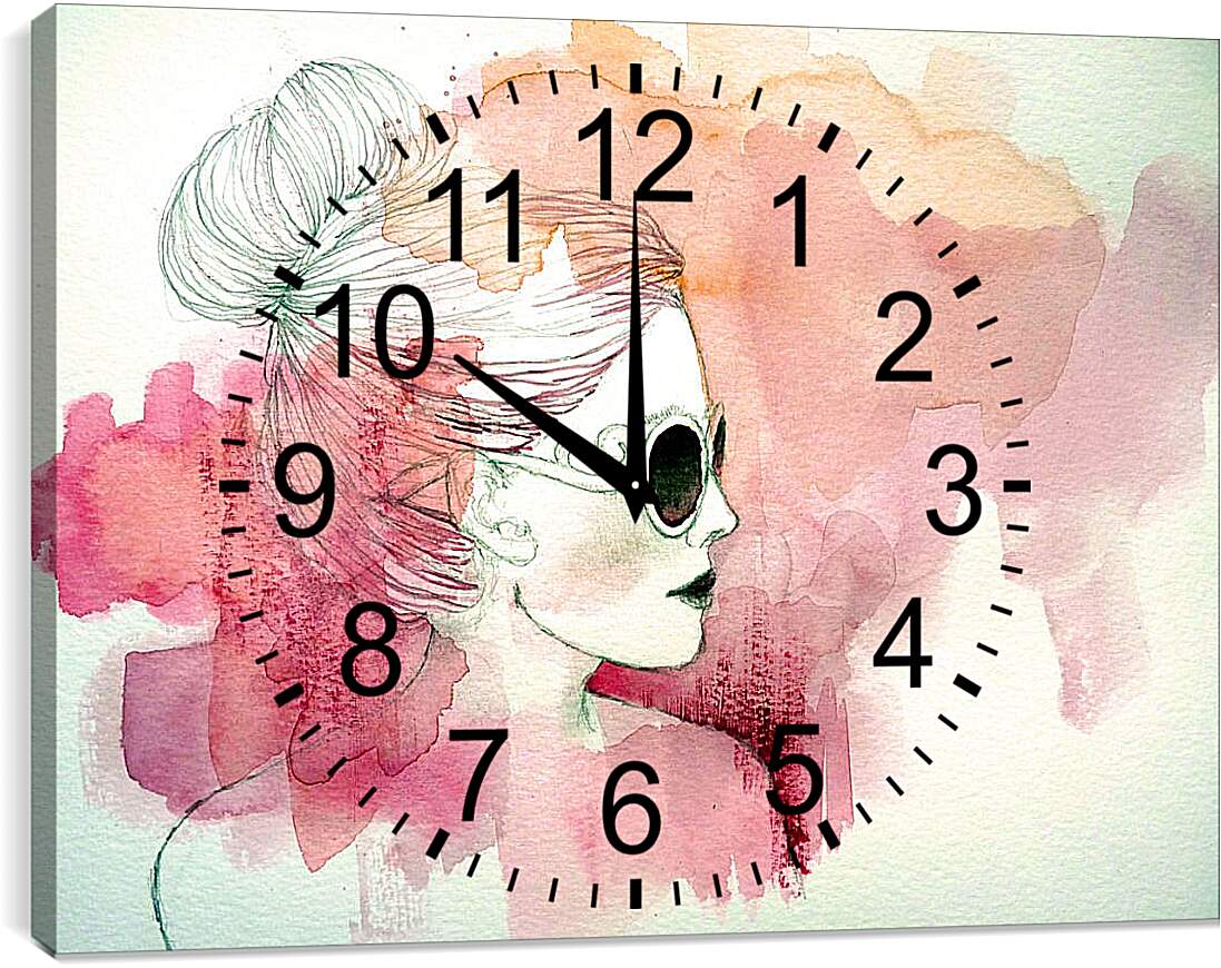 Часы картина - В розовой дымке