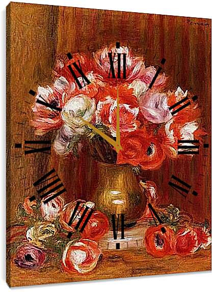 Часы картина - Anemones. Пьер Огюст Ренуар