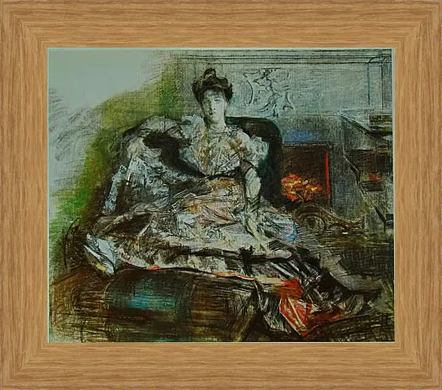 Картина в раме - После спектакля (портрет жены). Врубель Михаил