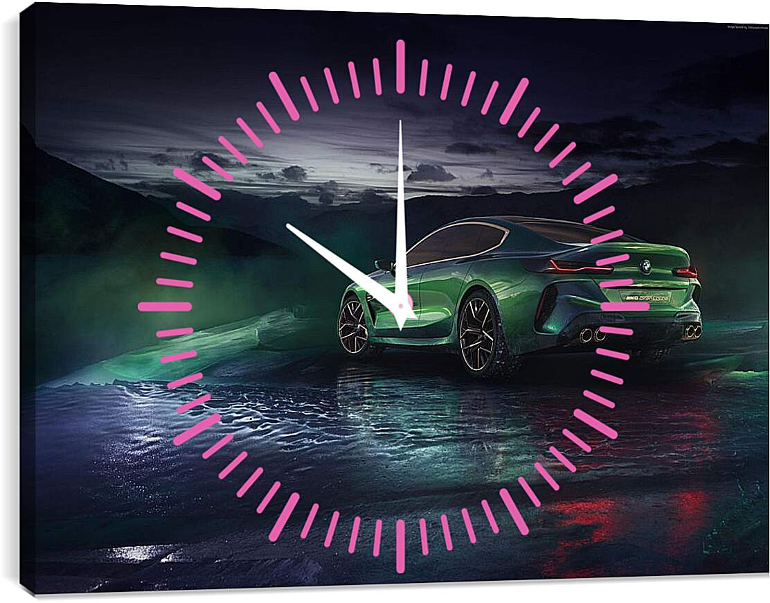 Часы картина - Изумрудная BMW