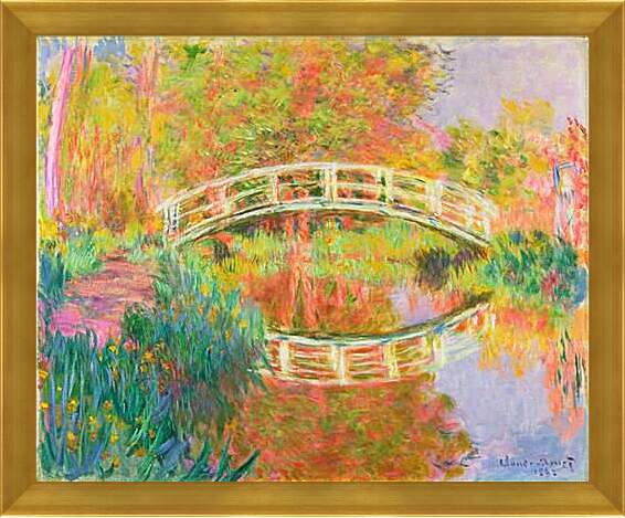 Картина в раме - японский мостик. Клод Моне