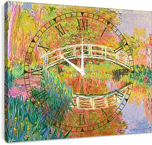 Часы картина - японский мостик. Клод Моне