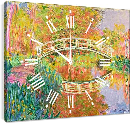 Часы картина - японский мостик. Клод Моне