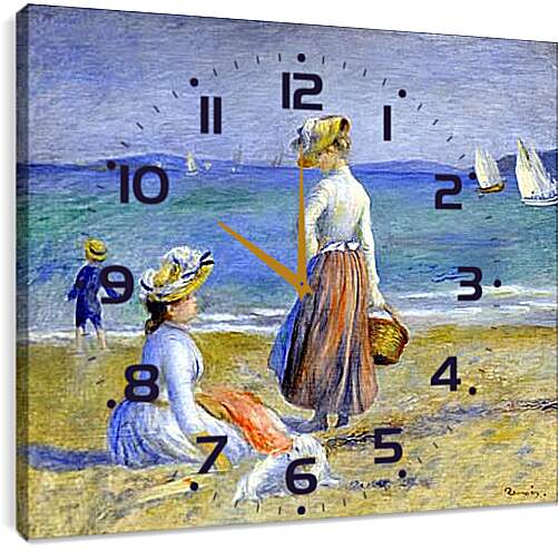 Часы картина - Figures on the Beach. Пьер Огюст Ренуар