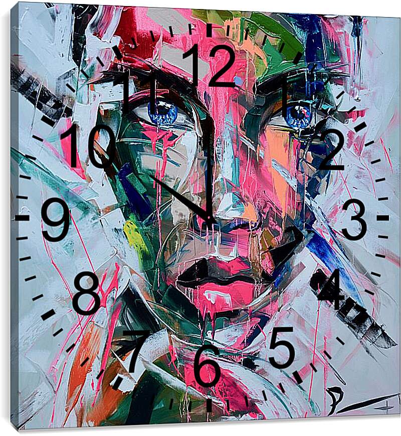 Часы картина - Девушка красками