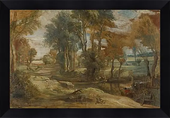 Картина в раме - A Wagon fording a Stream. Питер Пауль Рубенс