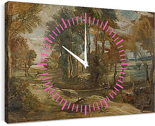 Часы картина - A Wagon fording a Stream. Питер Пауль Рубенс