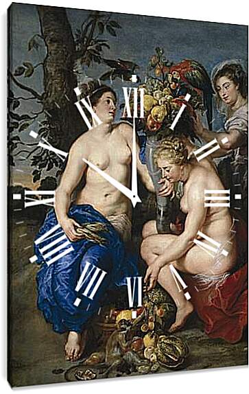 Часы картина - Церера и две нимфы. Питер Пауль Рубенс
