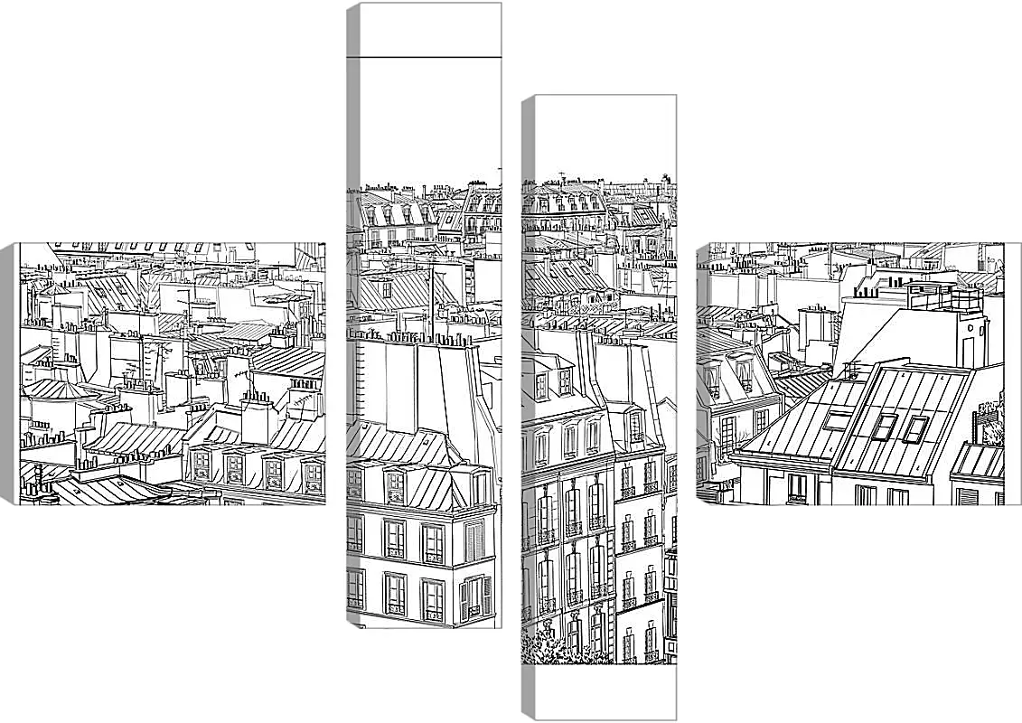 Модульная картина - Париж рисунок карандашом