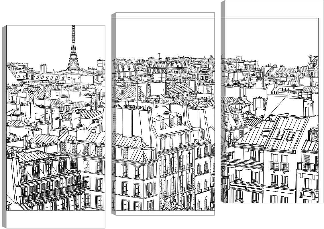 Модульная картина - Париж рисунок карандашом