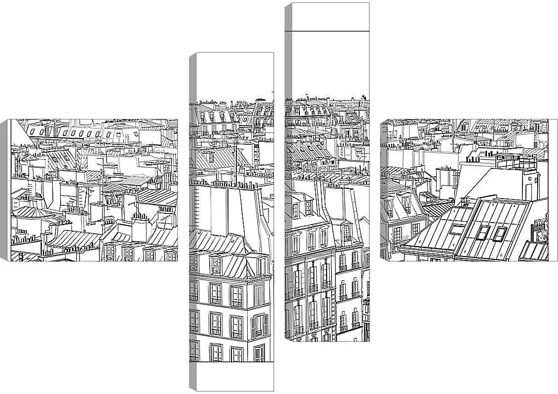 Модульная картина - Париж рисунок карандашом