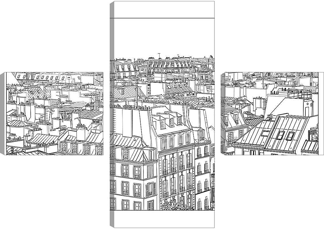 Модульная картина - Париж рисунок карандашом