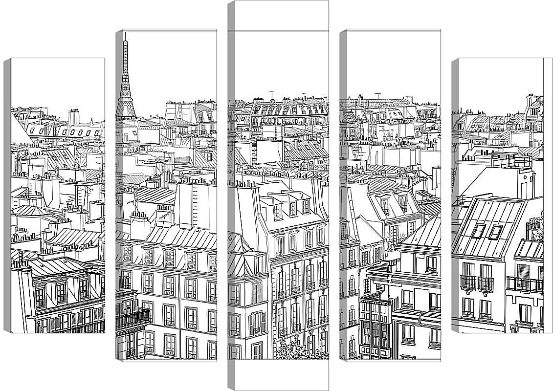 Модульная картина - Париж рисунок карандашом