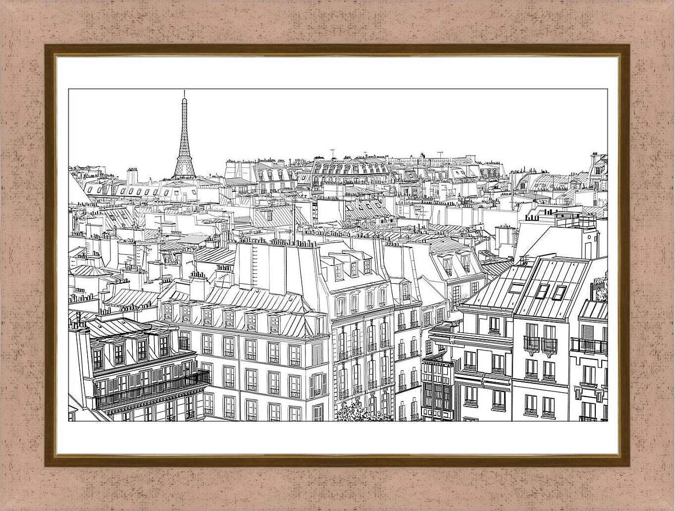 Картина в раме - Париж рисунок карандашом