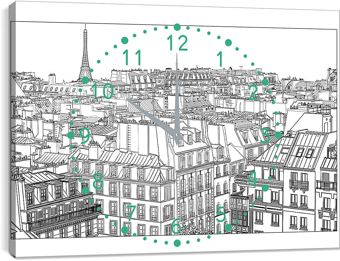 Часы картина - Париж рисунок карандашом