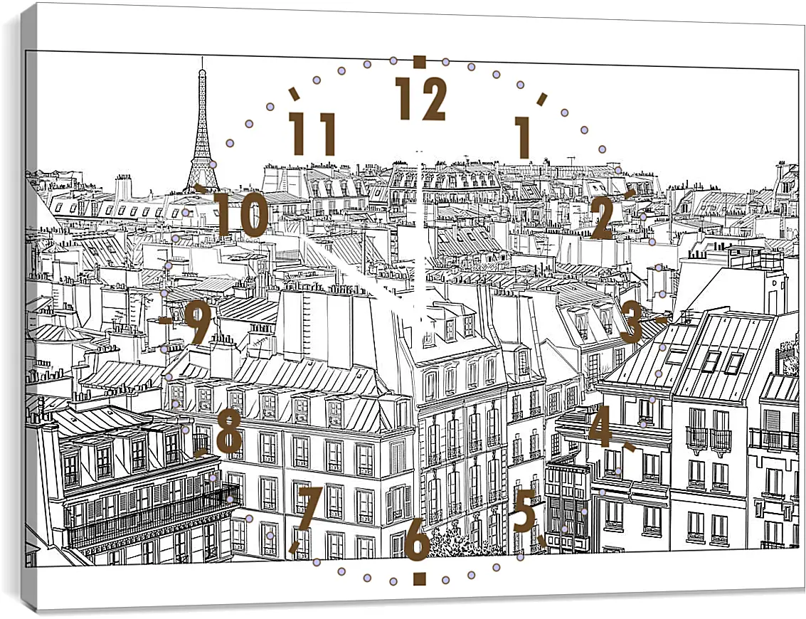 Часы картина - Париж рисунок карандашом