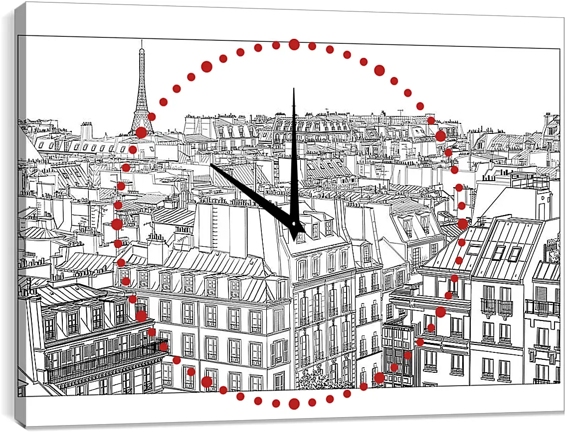Часы картина - Париж рисунок карандашом