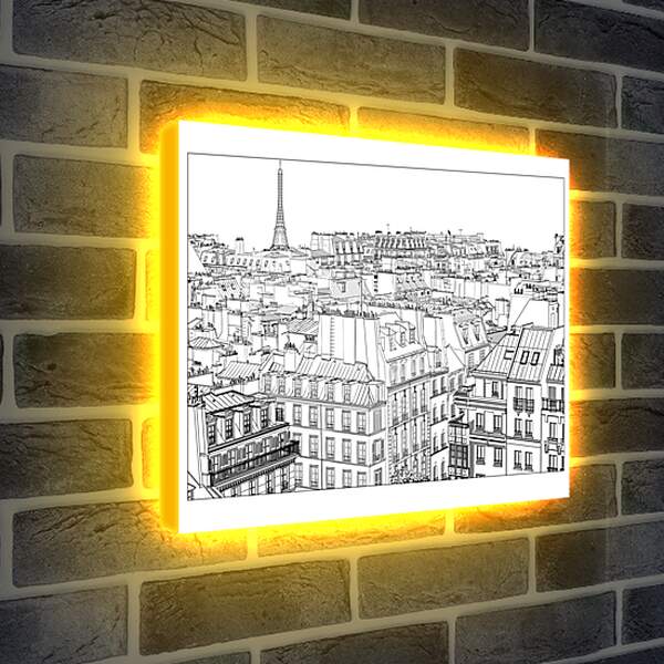 Лайтбокс световая панель - Париж рисунок карандашом