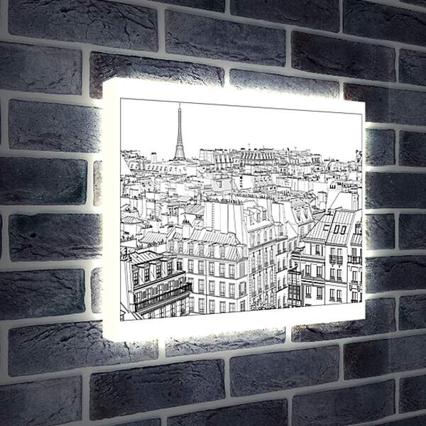 Лайтбокс световая панель - Париж рисунок карандашом