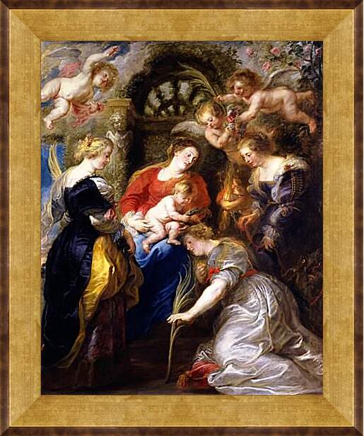 Картина в раме - Crowning of St Catherine. Питер Пауль Рубенс