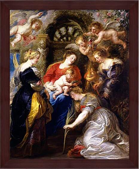 Картина в раме - Crowning of St Catherine. Питер Пауль Рубенс