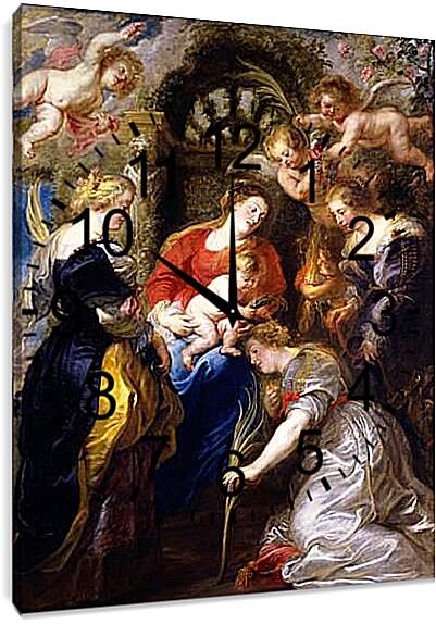 Часы картина - Crowning of St Catherine. Питер Пауль Рубенс