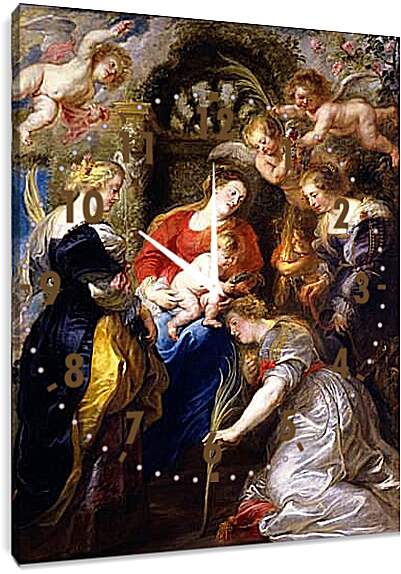 Часы картина - Crowning of St Catherine. Питер Пауль Рубенс