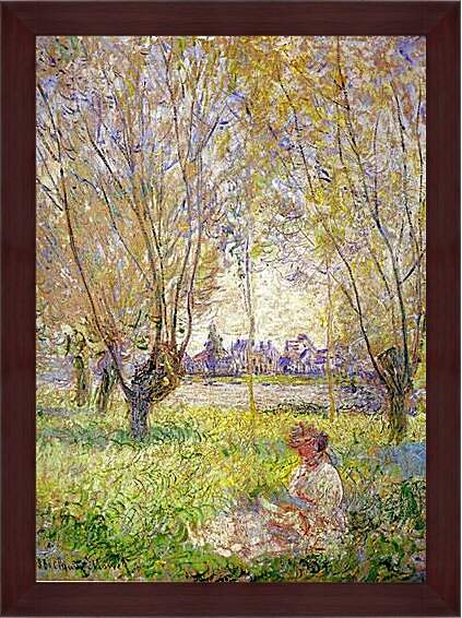 Картина в раме - Woman sitting under willows. Клод Моне