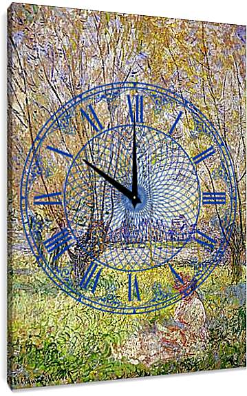 Часы картина - Woman sitting under willows. Клод Моне