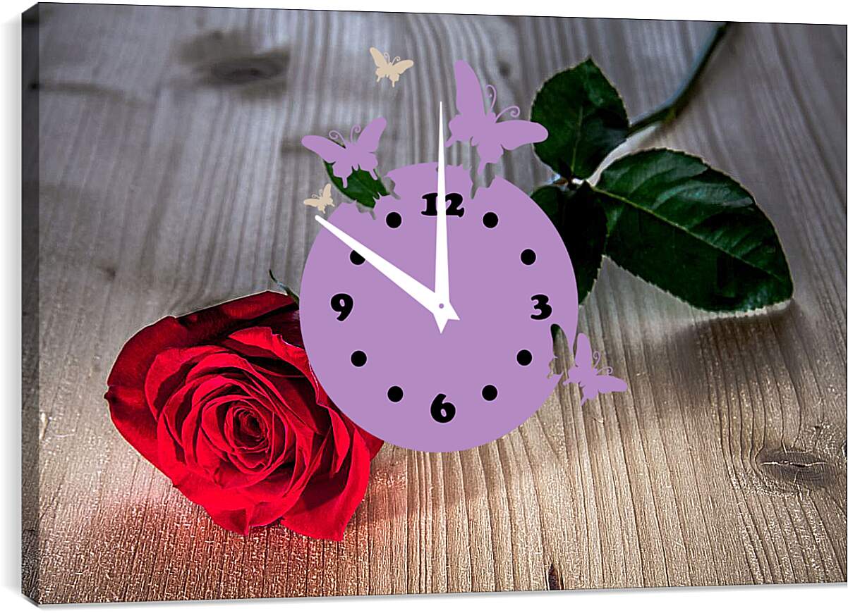 Часы картина - Одна роза