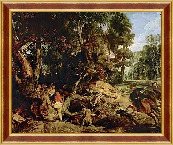 Картина в раме - Boar Hunt. Питер Пауль Рубенс