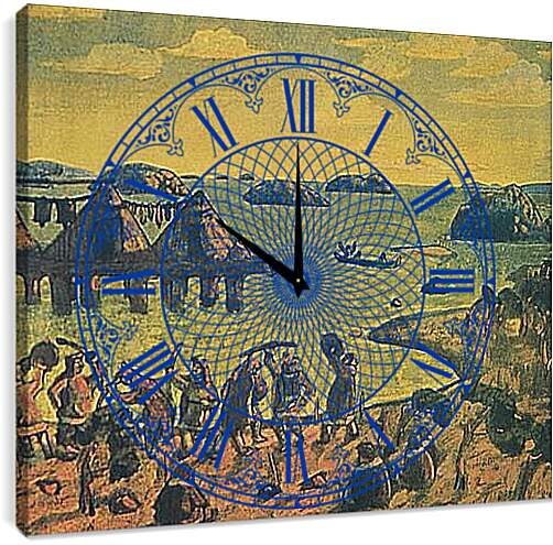 Часы картина - Каменный век. Рерих Николай