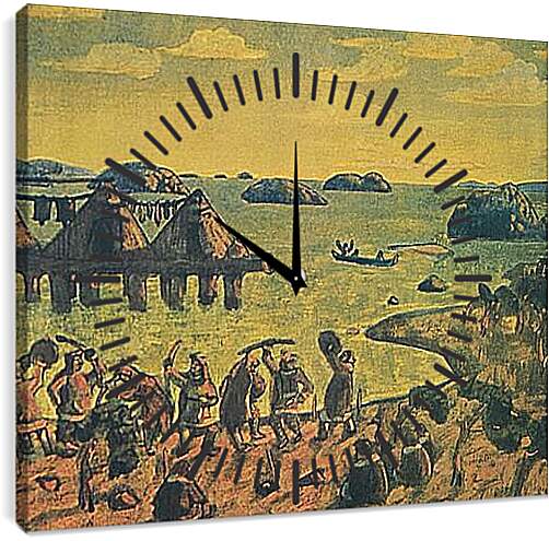 Часы картина - Каменный век. Рерих Николай