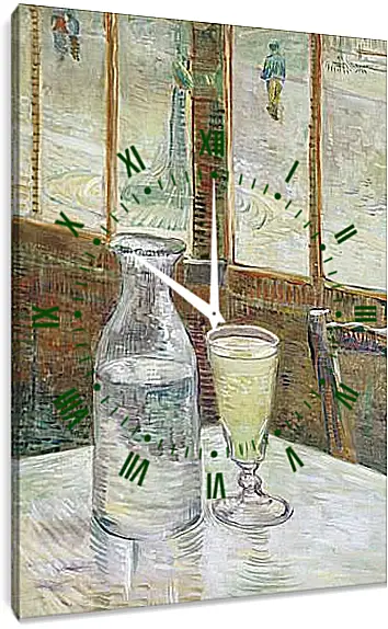 Часы картина - Cafe Table with Absinth. Клод Моне