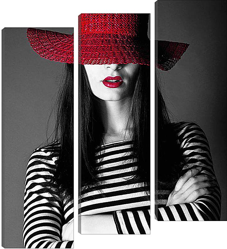 Модульная картина - Красная шляпка