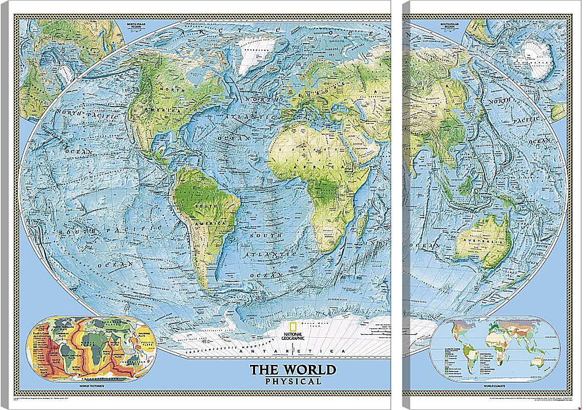 Модульная картина - Физическая карта мира