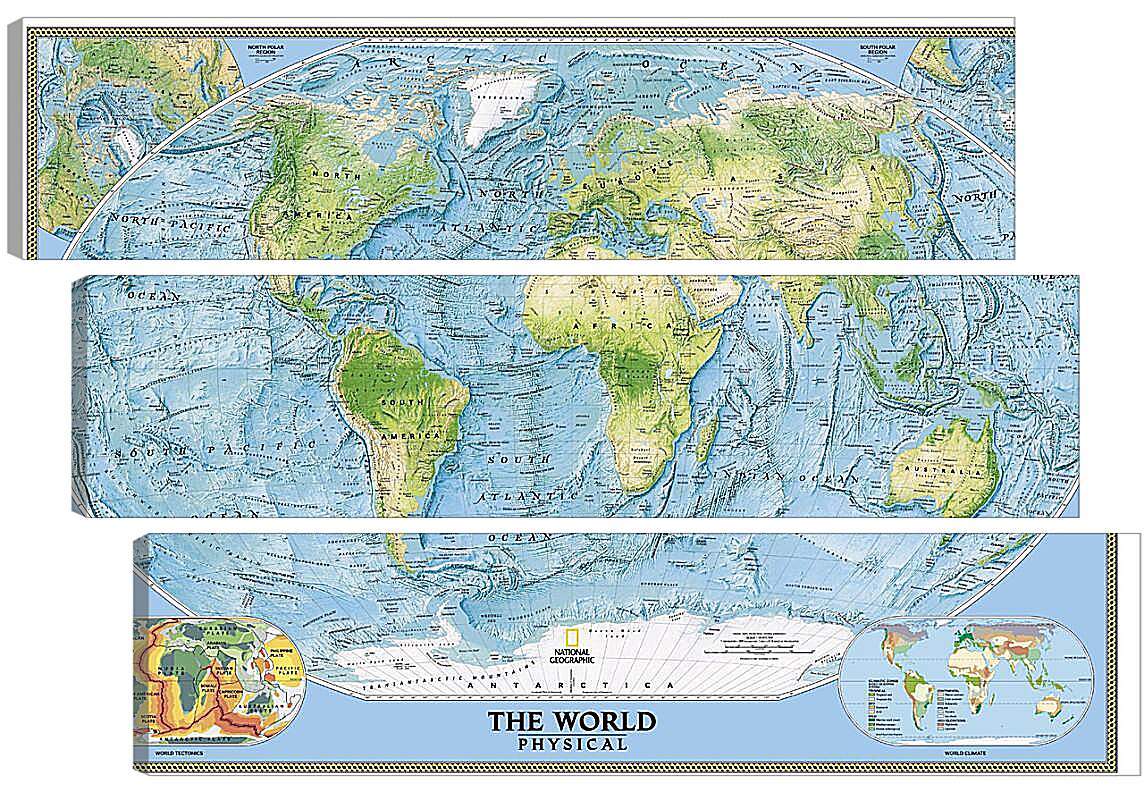 Модульная картина - Физическая карта мира