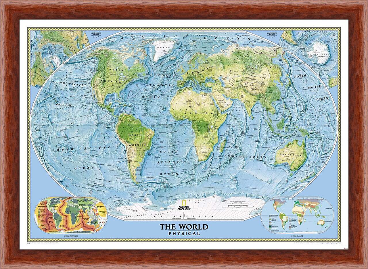 Картина в раме - Физическая карта мира