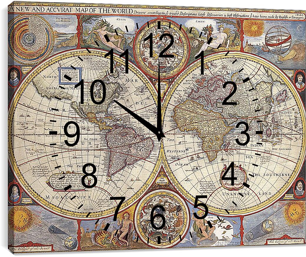 Часы картина - Древняя карта