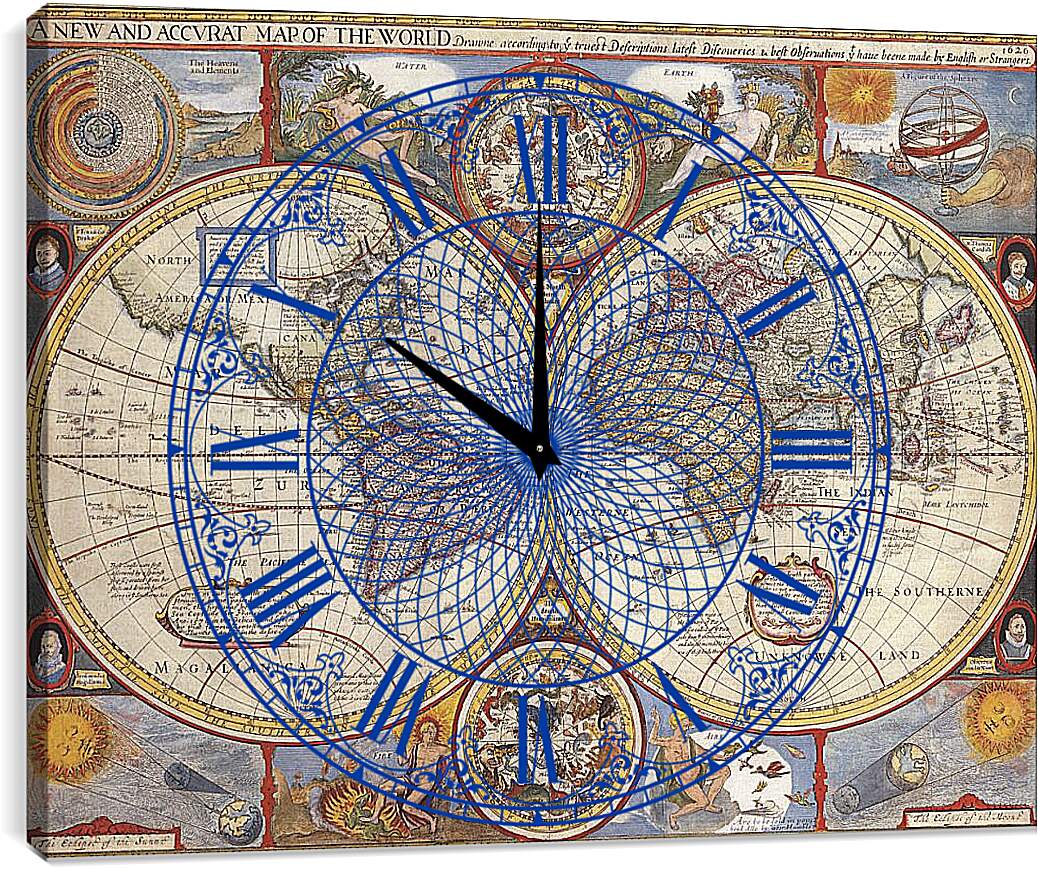 Часы картина - Древняя карта