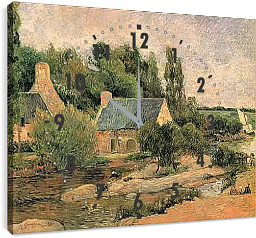 Часы картина - Washerwomen at Pont-Aven. Поль Гоген