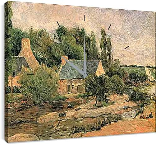 Часы картина - Washerwomen at Pont-Aven. Поль Гоген