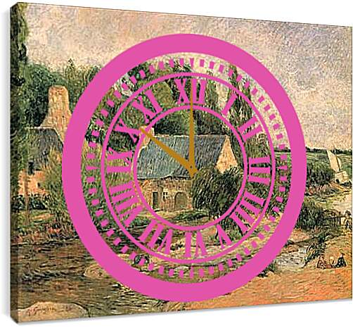 Часы картина - Washerwomen at Pont-Aven. Поль Гоген