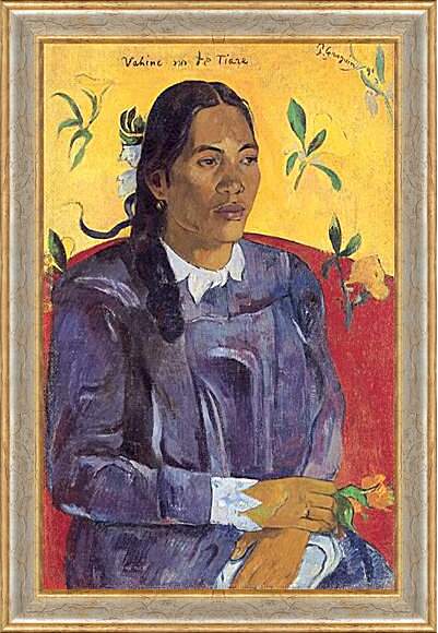 Картина в раме - La femme a la fleur. Поль Гоген